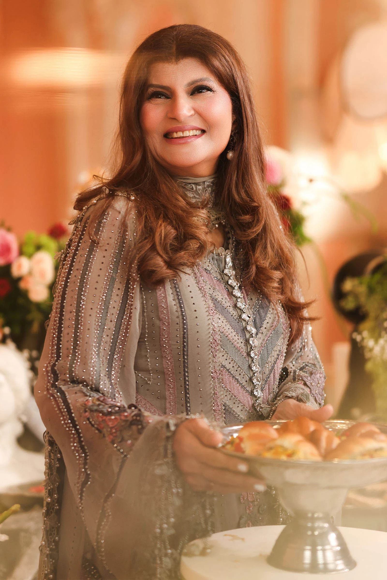 3 Piece Embroidered Chiffon Suit - MPC-26-201-Antique Grey