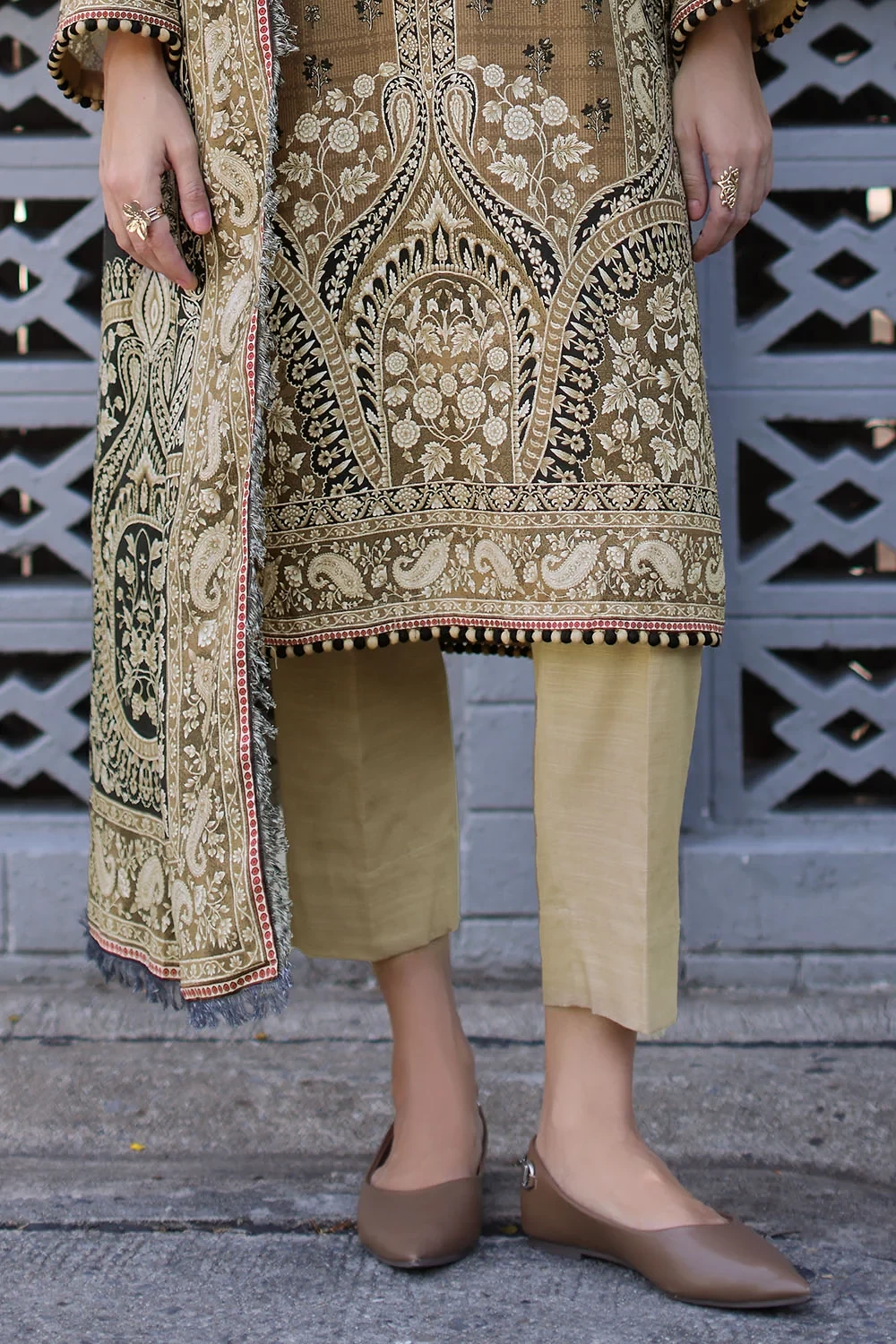 3 Piece Printed Khaddar Suit with Printed Khaddar Dupatta - W-FB-WIN-26-485730