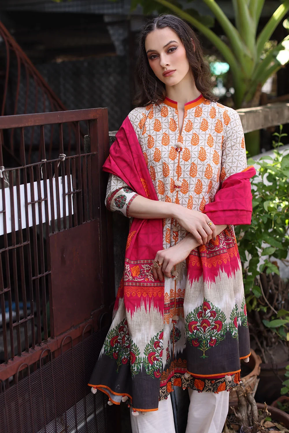 3 Piece Printed Khaddar Suit with Printed Khaddar Dupatta - W-FB-WIN-26-485738