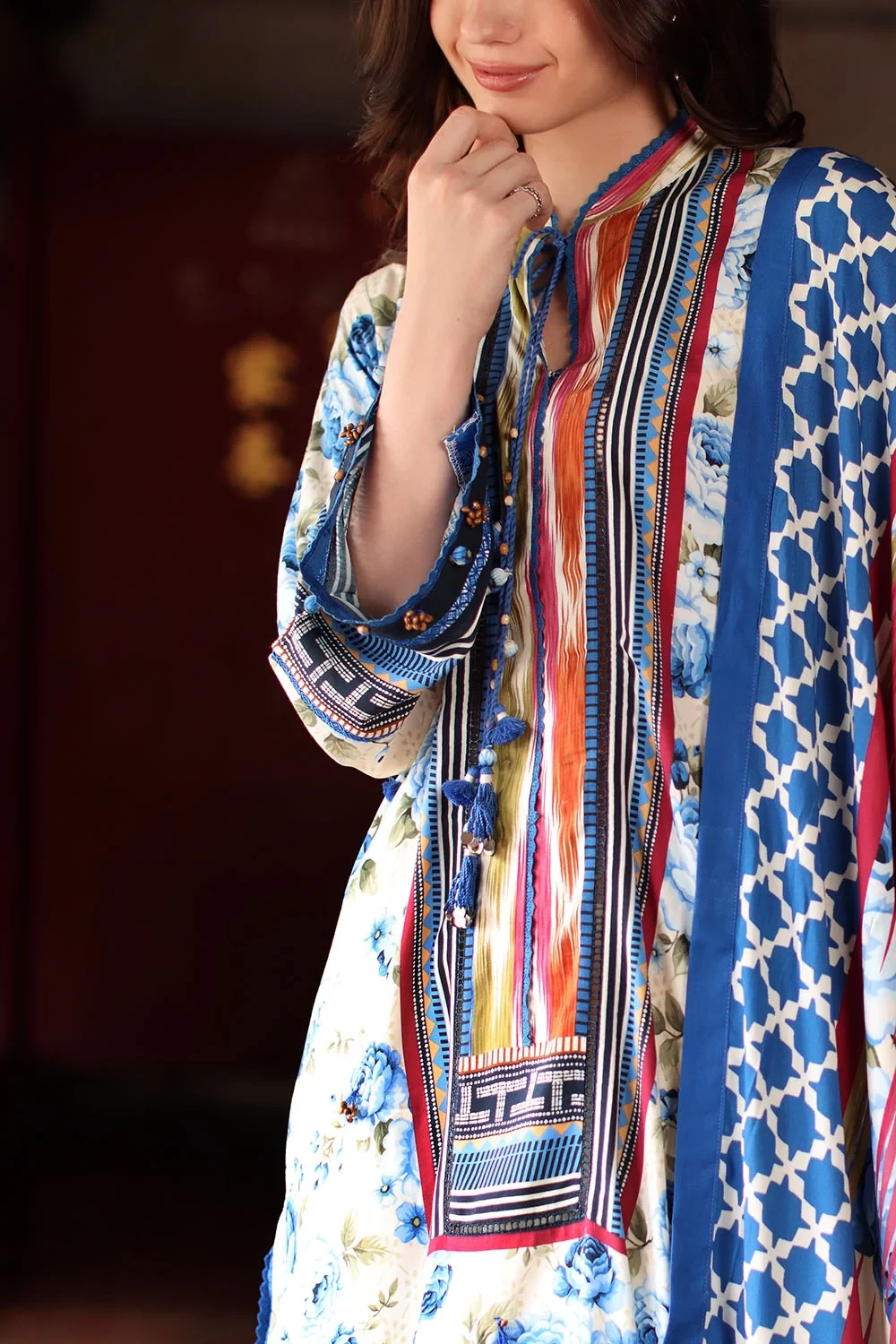 3 Piece Printed Linen Suit with Printed Linen Dupatta - W-FB-WIN-26-485758