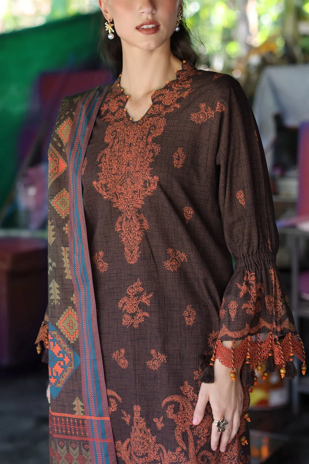 3 Piece Printed Khaddar Suit with Printed Khaddar Dupatta - W-FB-WIN-26-485733