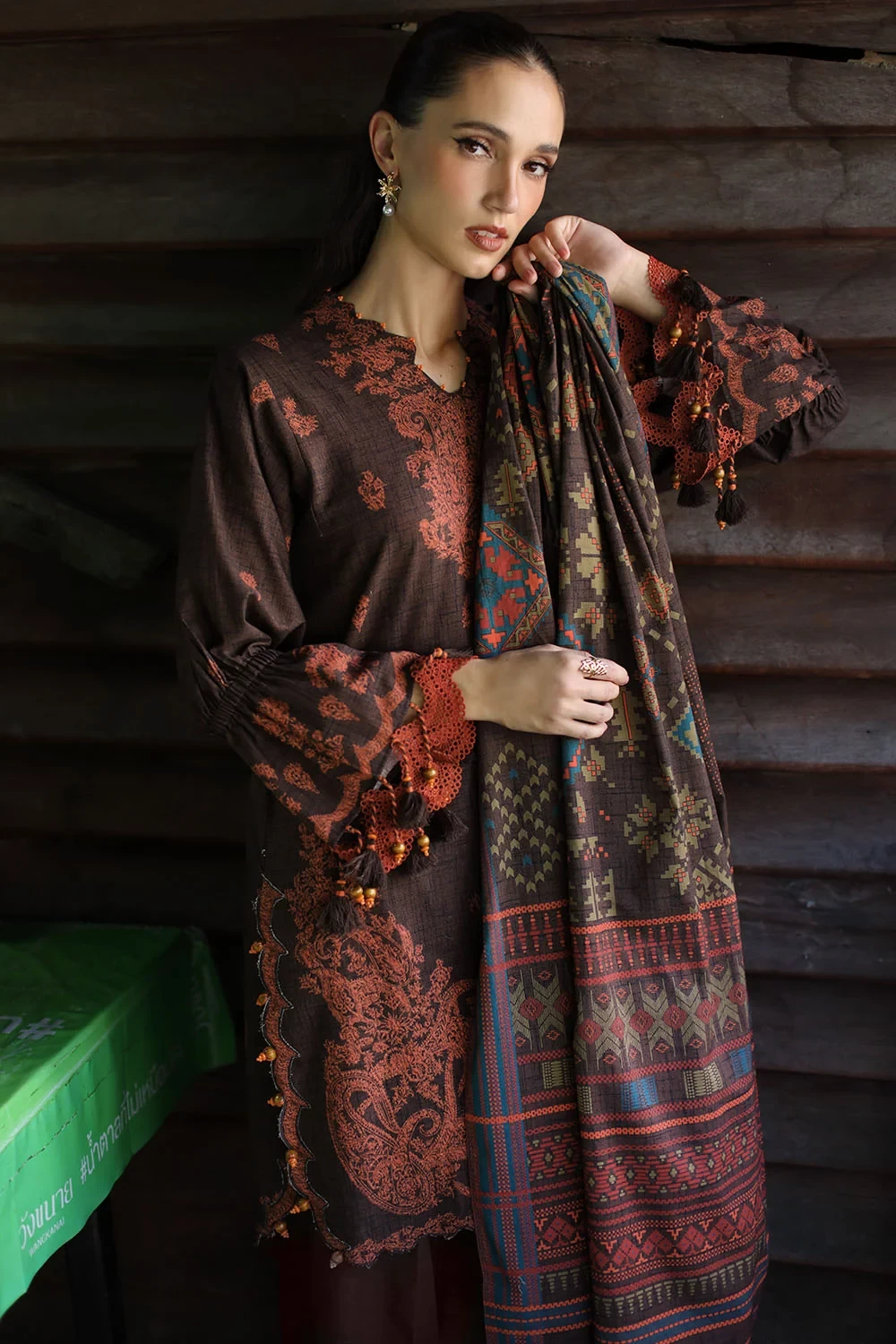 3 Piece Printed Khaddar Suit with Printed Khaddar Dupatta - W-FB-WIN-26-485733