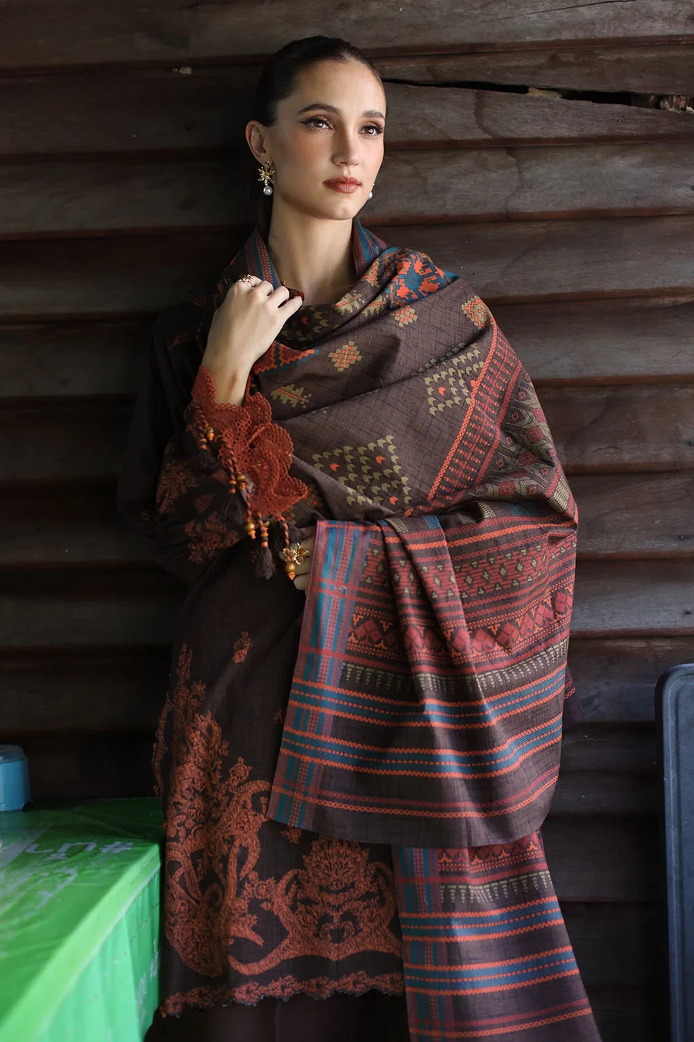 3 Piece Printed Khaddar Suit with Printed Khaddar Dupatta - W-FB-WIN-26-485733