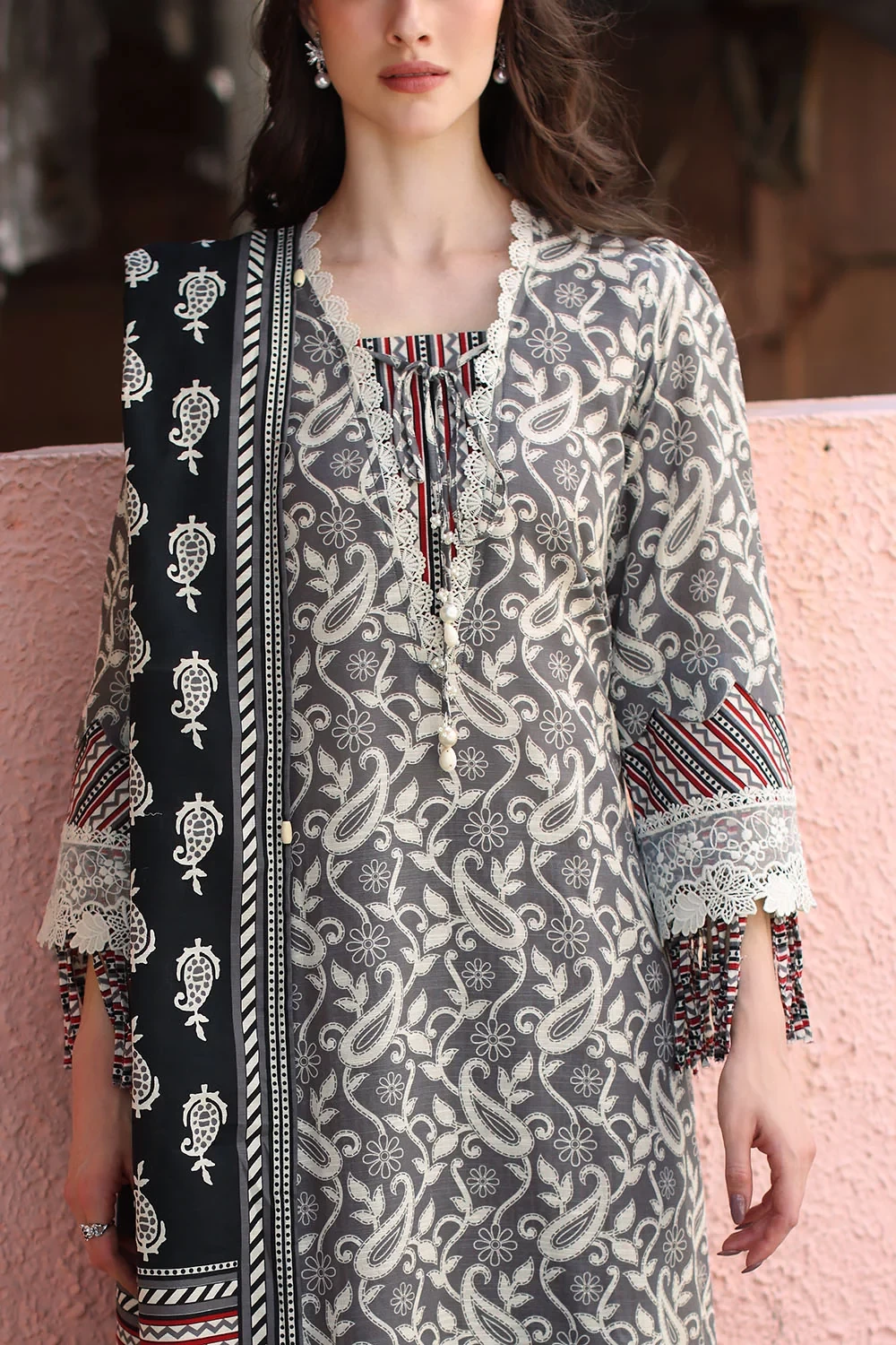3 Piece Printed Khaddar Suit with Printed Khaddar Dupatta and Printed Trouser - 