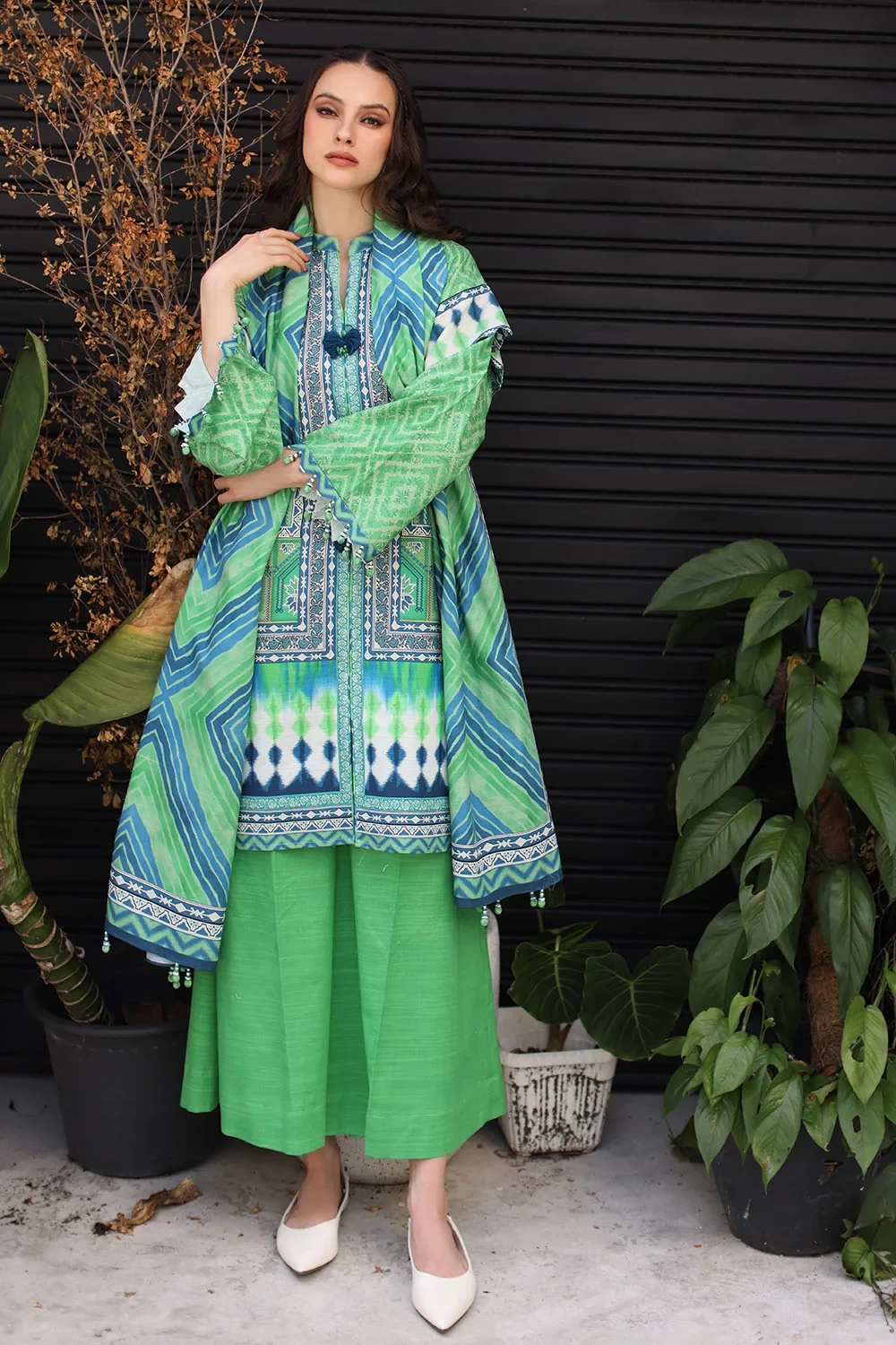 3 Piece Printed Khaddar Suit with Printed Khaddar Dupatta - W-FB-WIN-26-485737