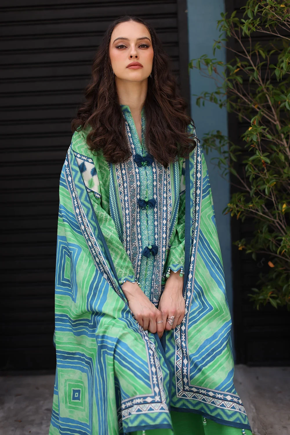3 Piece Printed Khaddar Suit with Printed Khaddar Dupatta - W-FB-WIN-26-485737