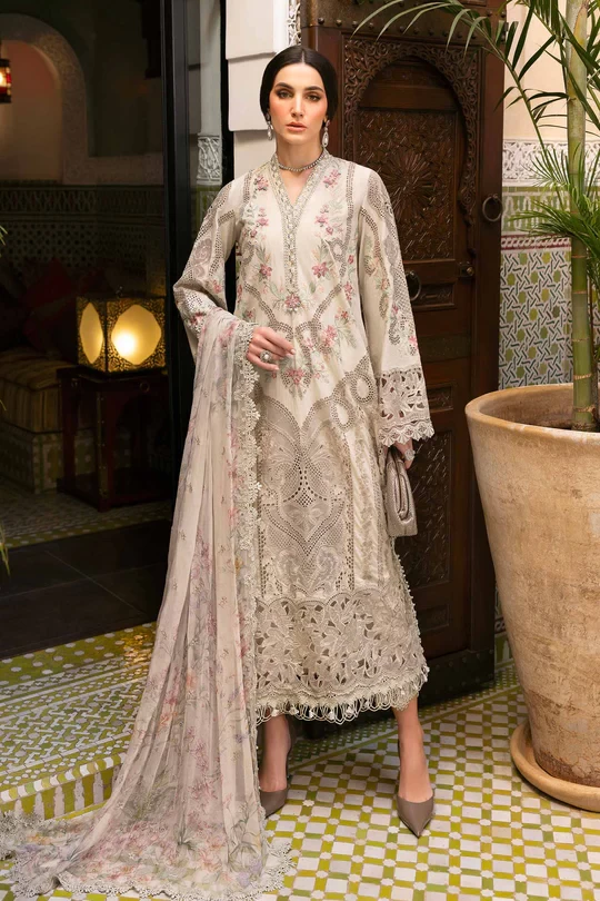 3 Piece Embroidered Lawn Suit | D-2514-B