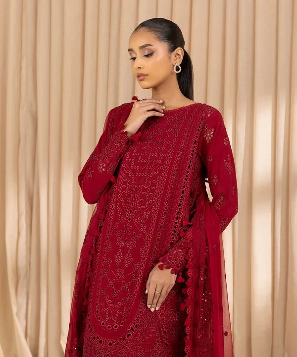 3 Piece - Embroidered Dobby Suit SKU: U3PELX25V211