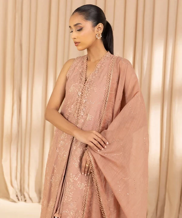 3 Piece - Embroidered Cotton Suit SKU: 0U3PELX25V22