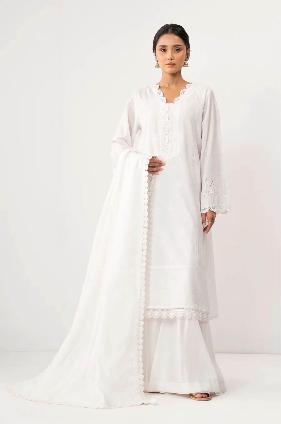 3 Piece Embroidered Lawn Chikankari Suit SKU: WFM35170