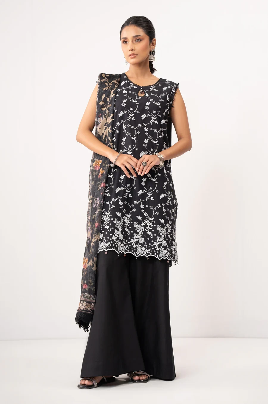 3 Piece Embroidered Lawn Chikankari Suit  SKU: WFM35164