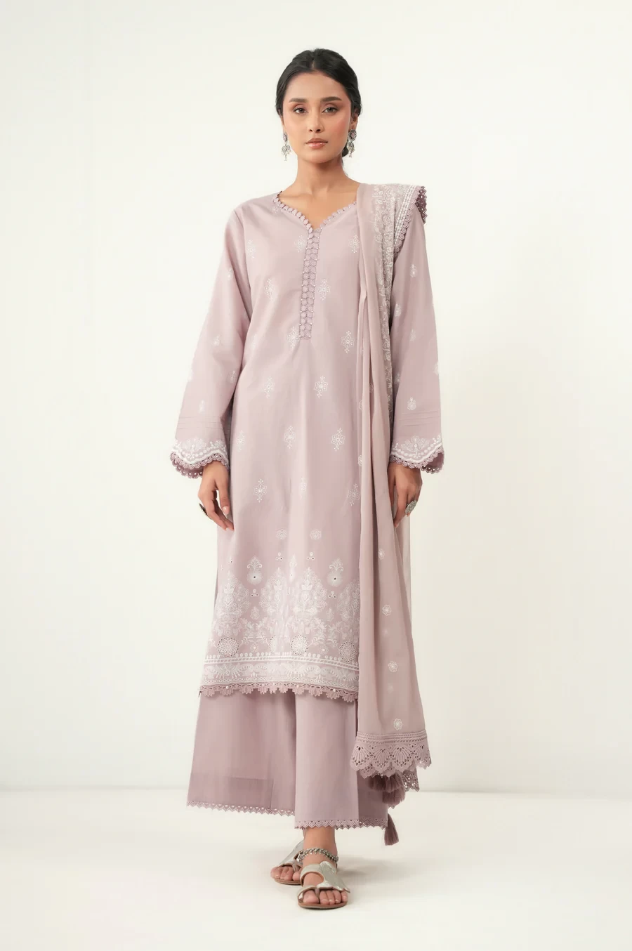 3 Piece Embroidered Lawn Chikankari Suit SKU: WFM35167