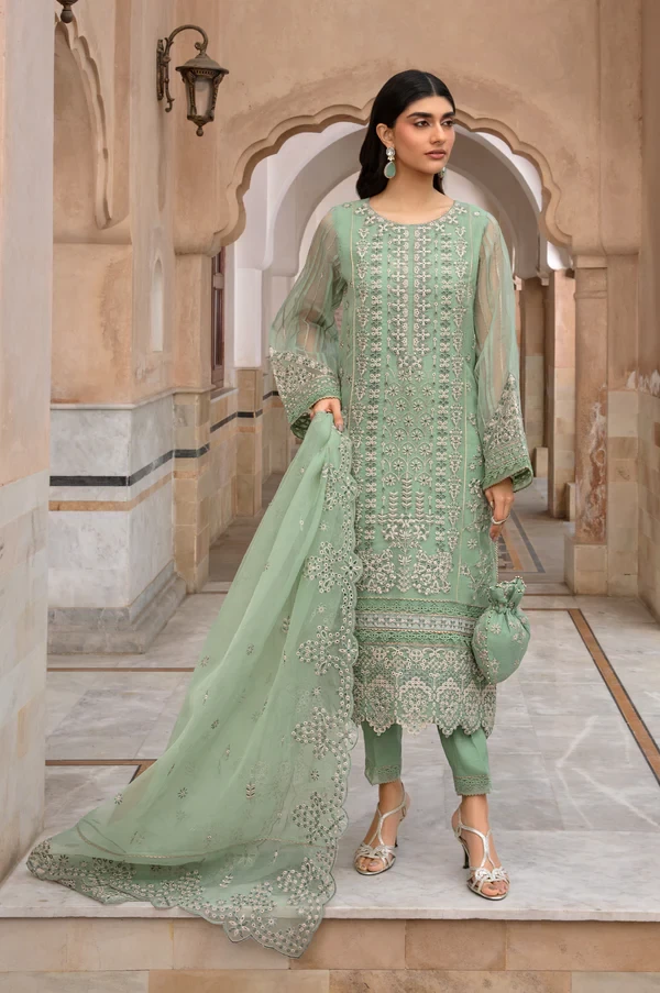 3 Piece Embroidered Organza Suit SKU: WOM34109