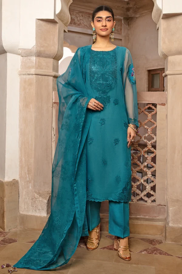3 Piece Embroidered Organza Suit SKU: WOM34113