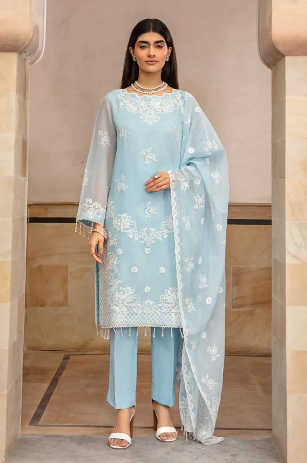 3 Piece Embroidered Manar Suit SKU: WOM34114