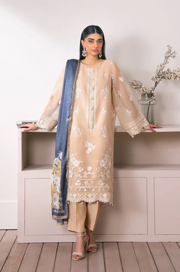 3 Piece Embroidered Semi Formal Suit SKU: WOM34119