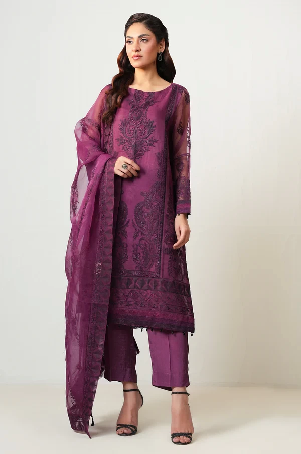 3 Piece Embroidered Organza Suit  SKU: WOM34144