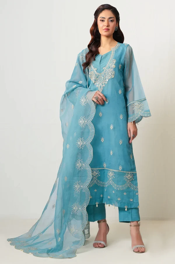 3 Piece Embroidered Organza Suit SKU: WOM34137