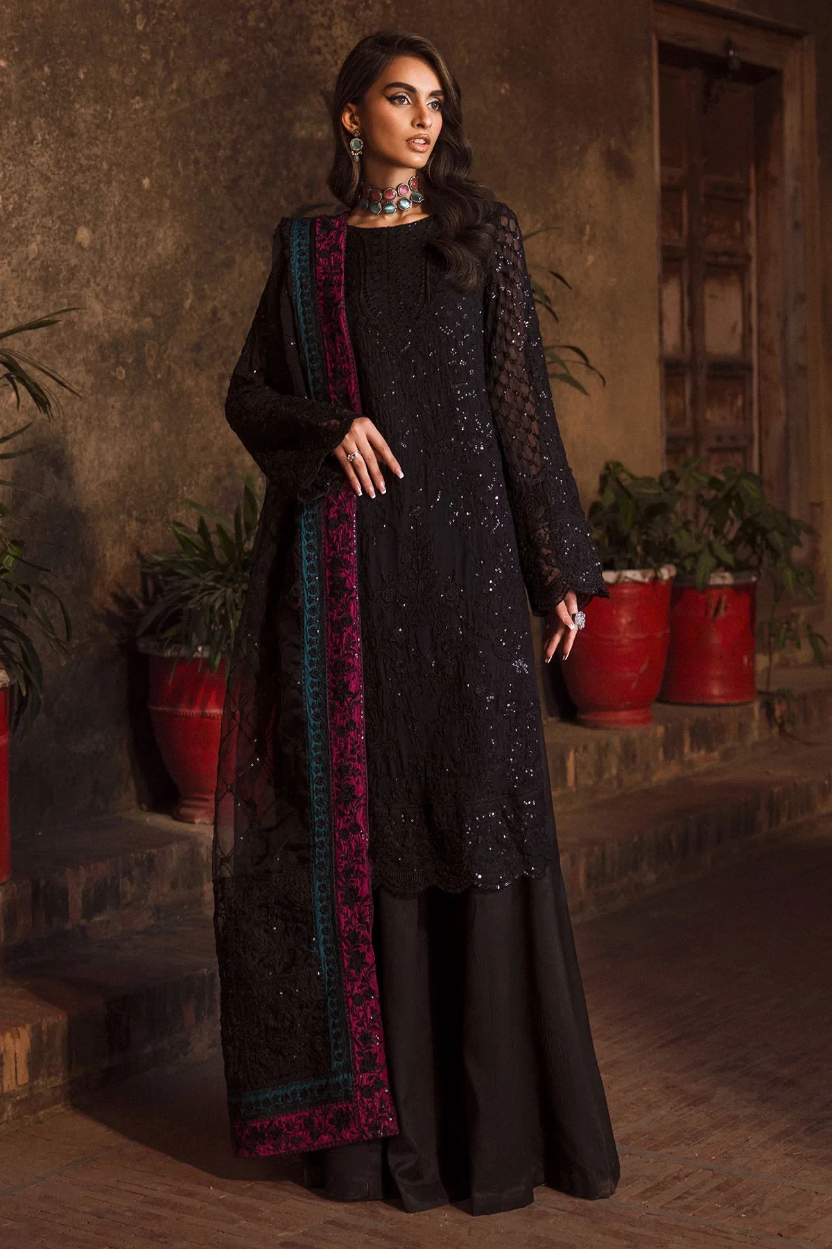 4128-GEET EMBROIDERED BEMBERG CHIFFON
