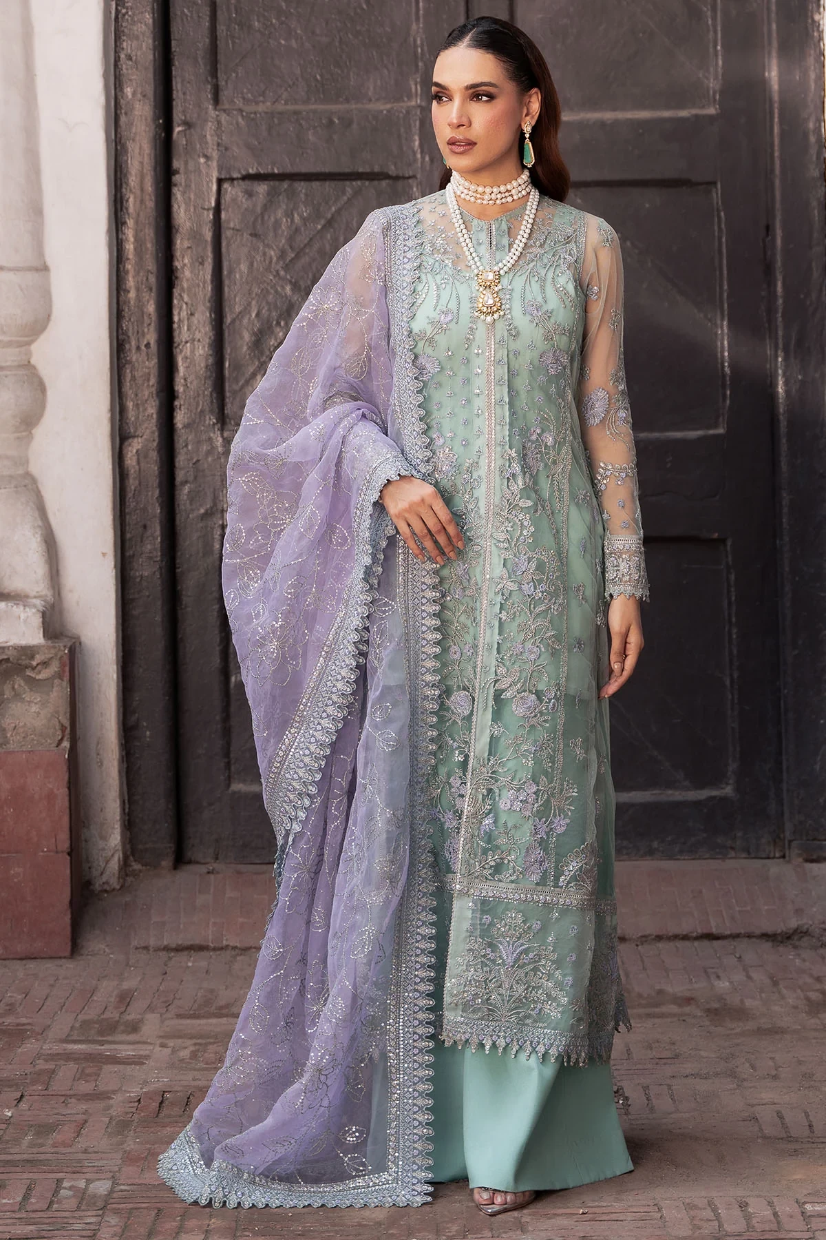 4814-FAKEEHAH EMBROIDERED SILK NET