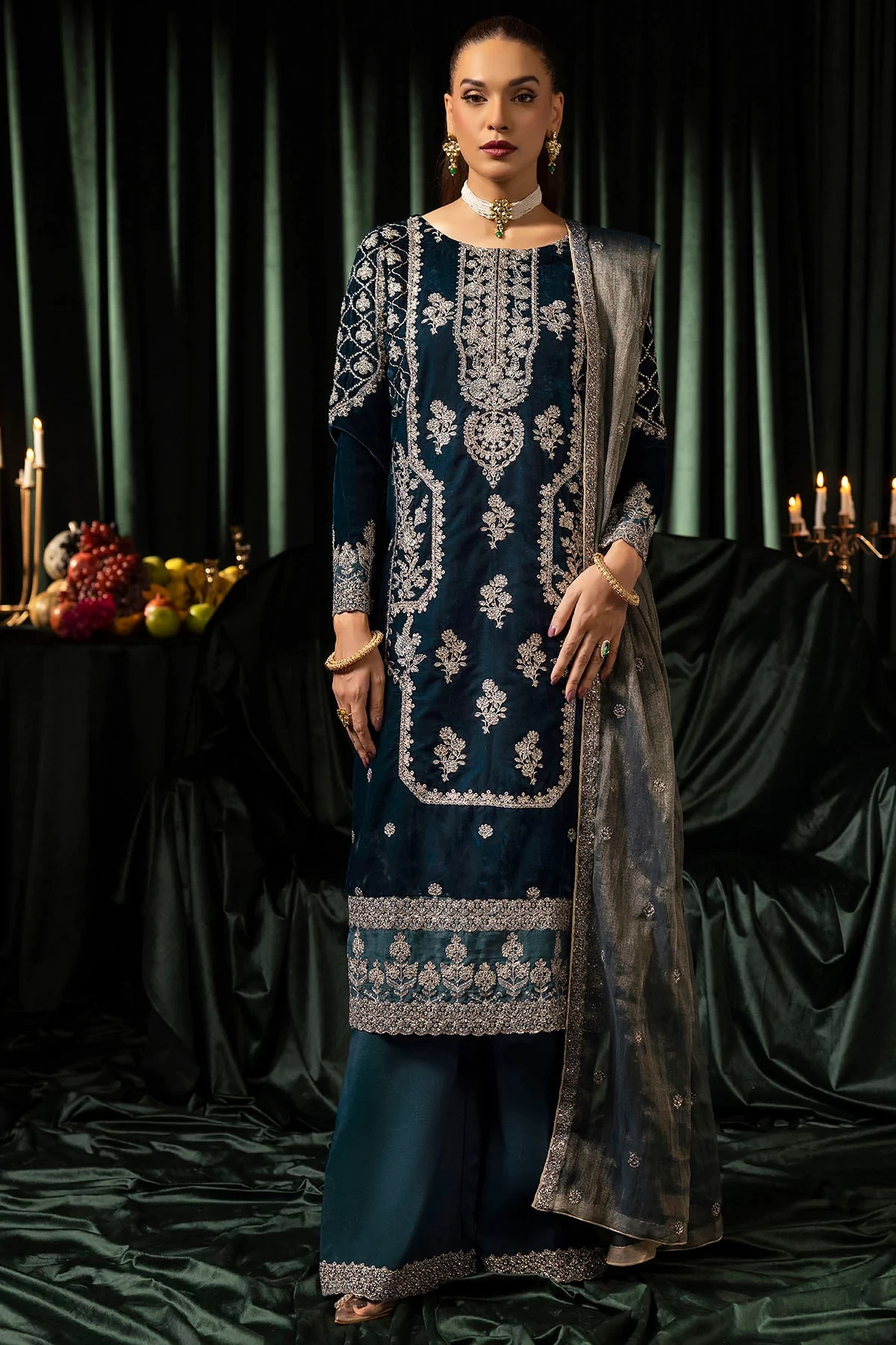 5093-DANEEN EMBROIDERED VELVET - MWU05093-999-DANEEN