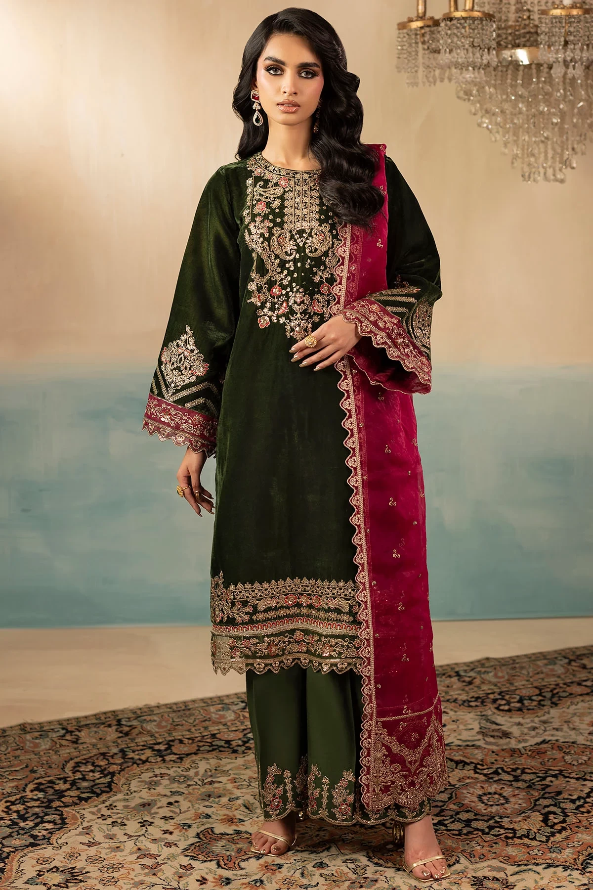 5669-SAGE EMBROIDERED VELVET - MWU05669-999-SAGE
