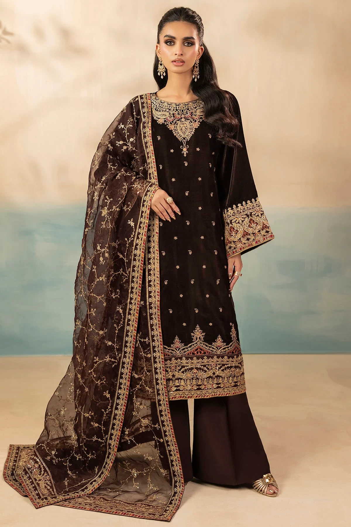 5673-ALMA EMBROIDERED VELVET - MWU05673-999-ALMA
