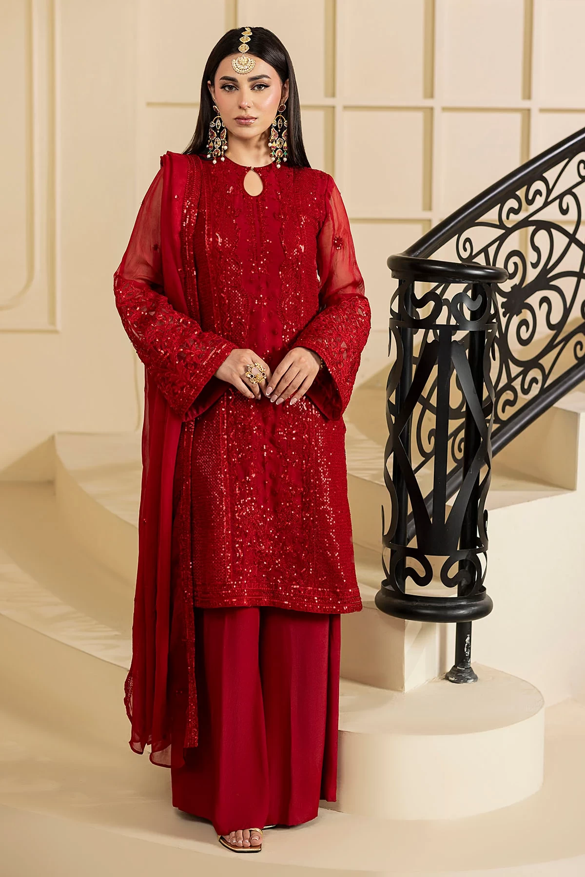 5133-ARIA EMBROIDERED CRINKLE CHIFFON  - MWU05133-999-ARIA