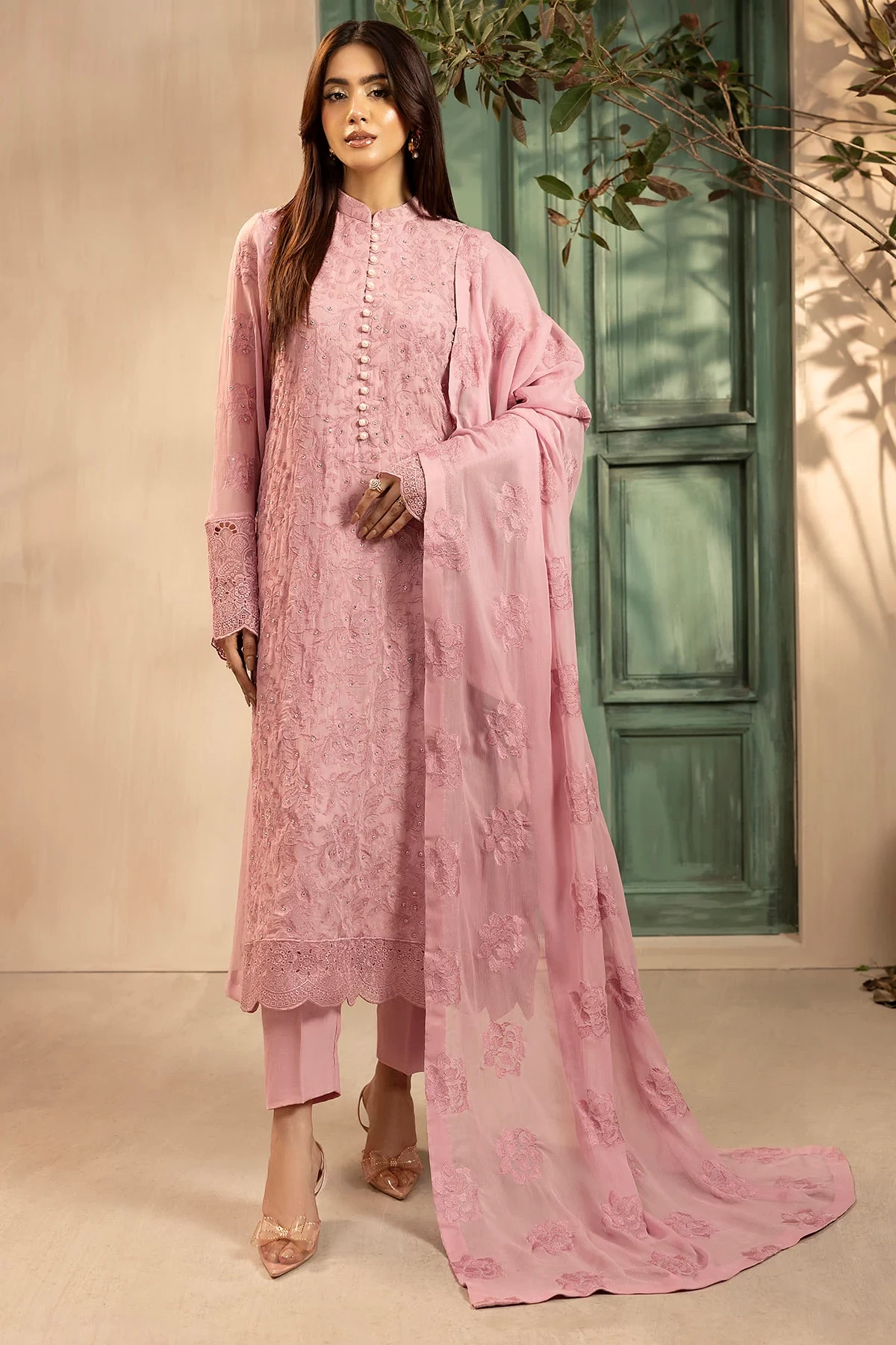 5648-DAPHNE EMBROIDERED CRINKLE CHIFFON - MWU05648-999-DAPHNE