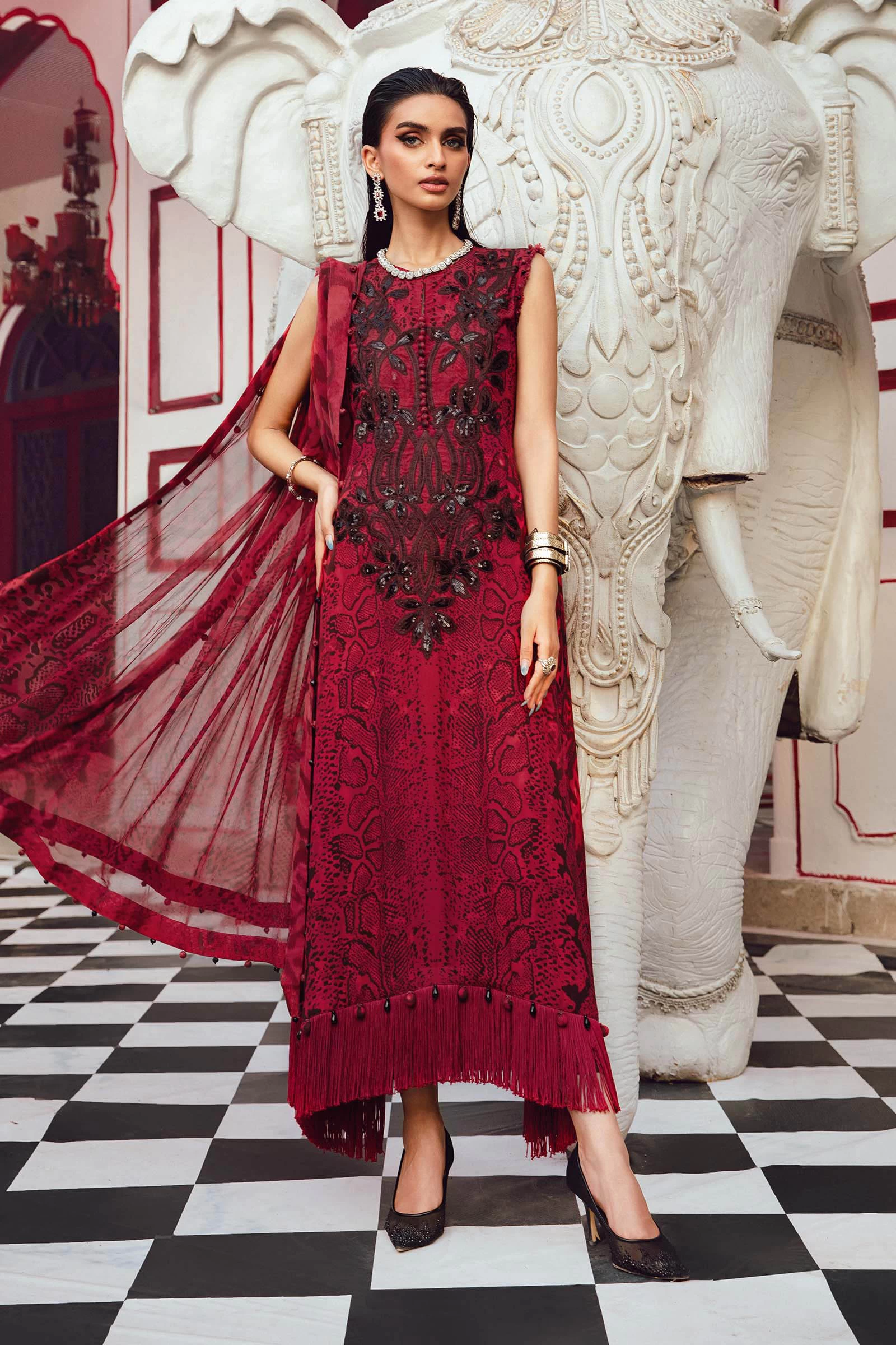 3 Piece Embroidered Linen Suit  - MPT-2702-A