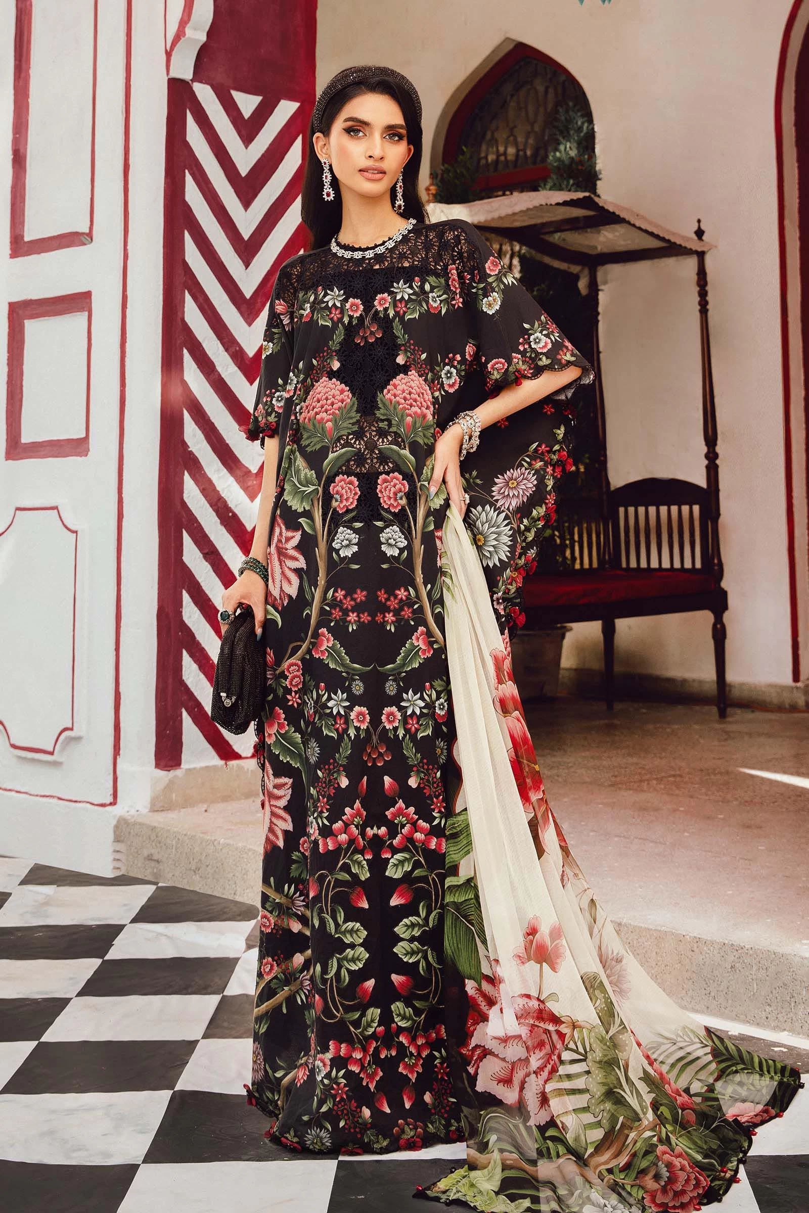 3 Piece Embroidered Cambric Suit  - MPT-2709-B