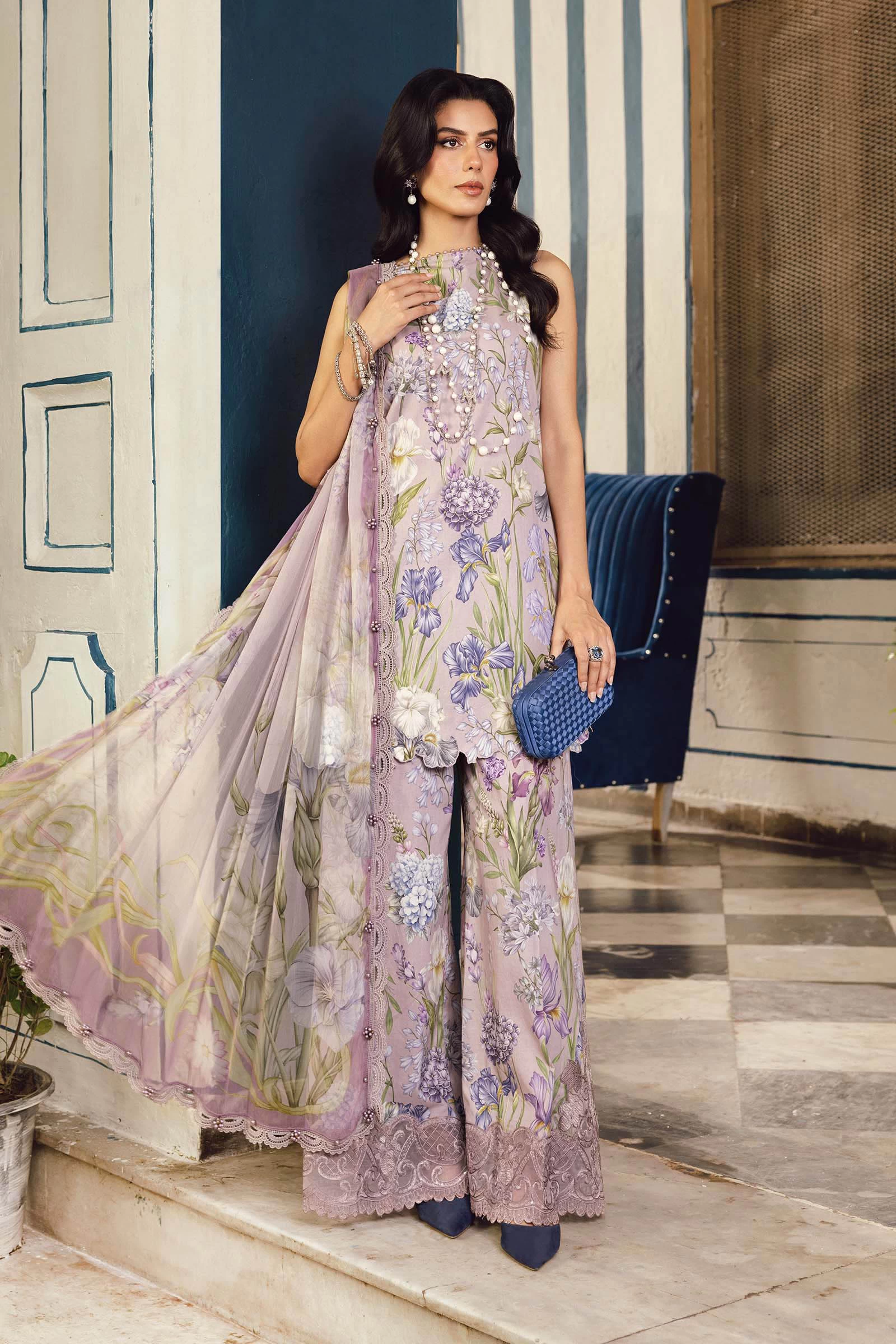 3 Piece Embroidered Cambric Suit  - MPT-2708-A