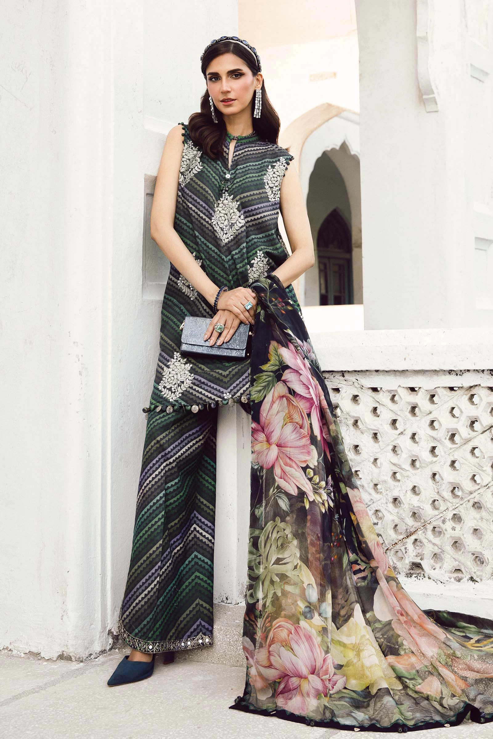 3 Piece  Embroidered Cambric Suit - MPT-2705-A