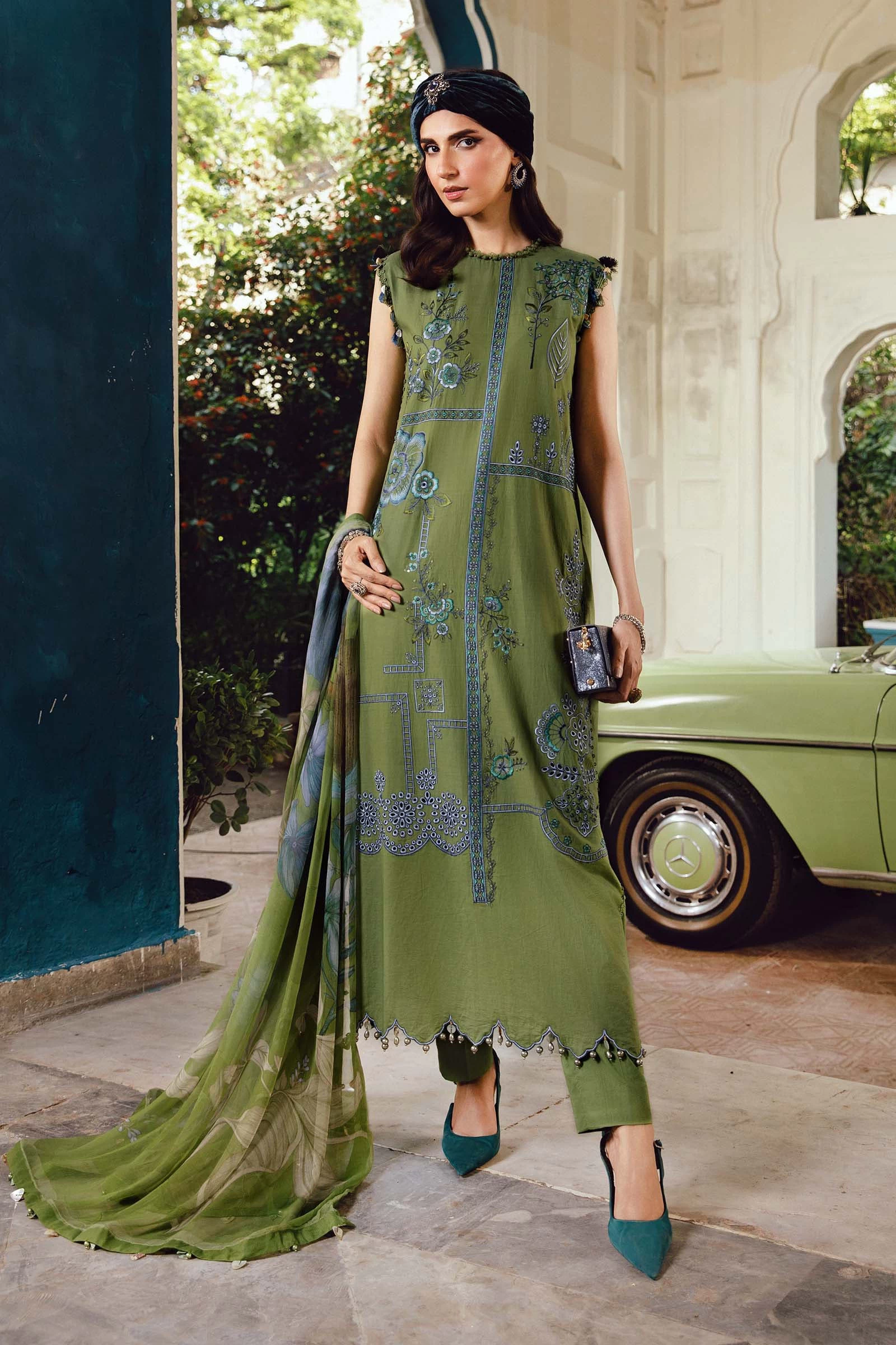 3 Piece  Embroidered Cambric Suit - MPT-2701-A