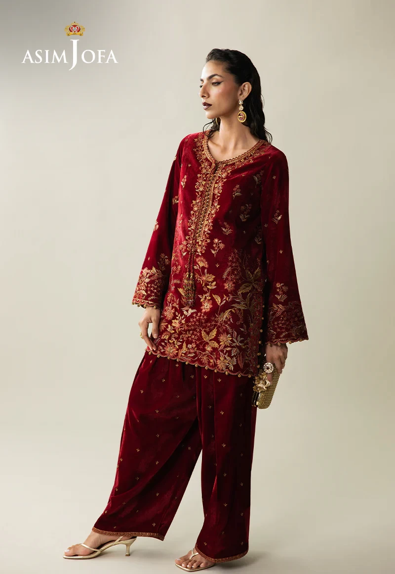 Embroidered Velvet - SKU: AJULM-05-UNS