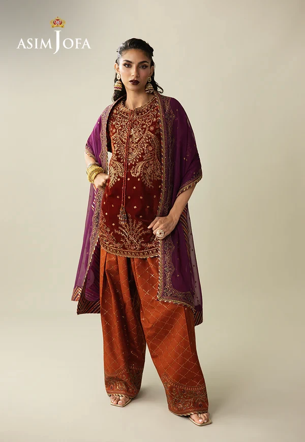 Embroidered Velvet - SKU: AJULM-08-UNS