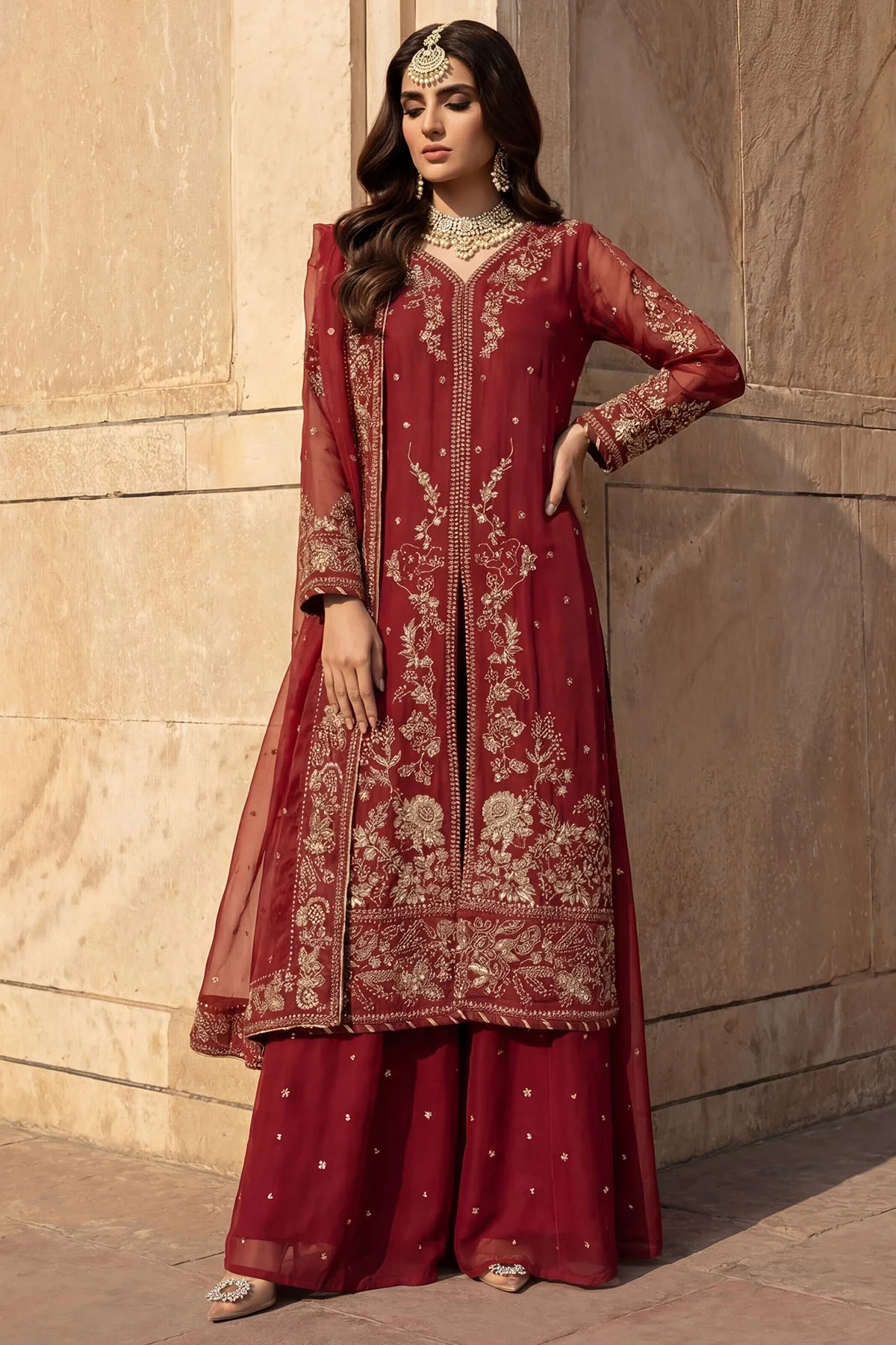 5740-AYRA EMBROIDERED CRINKLE CHIFFON - MWU05740-999-AYRA