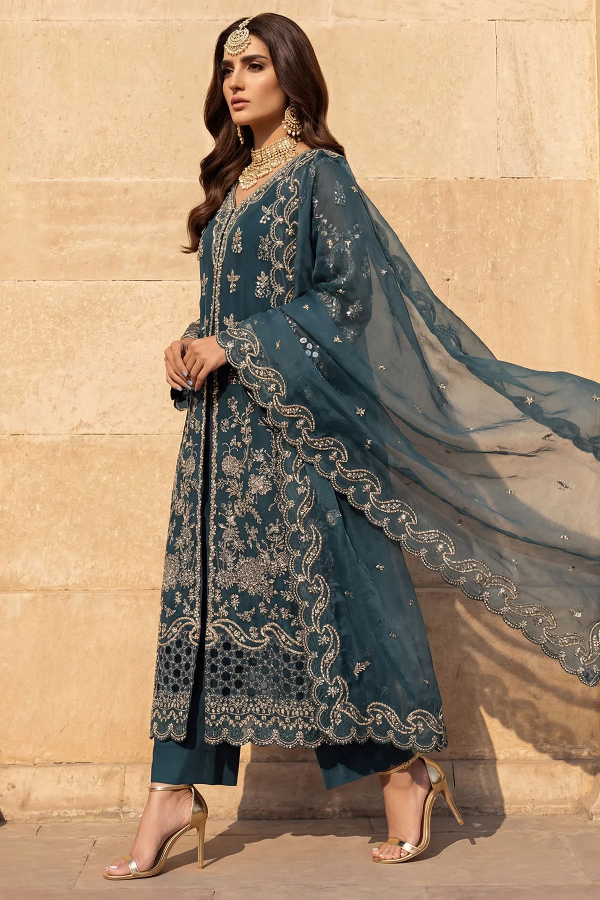 5742-REHA EMBROIDERED CRINKLE CHIFFON - MWU05742-999-REHA