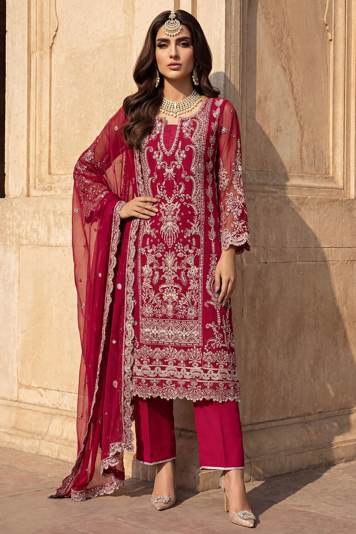 5749-LYANNA EMBROIDERED CRINKLE CHIFFON - MWU05749-999-LYANNA