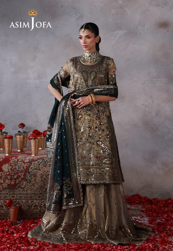 AJULN-19 Embroidered Zari Check - SKU: AJULN-19-UNS