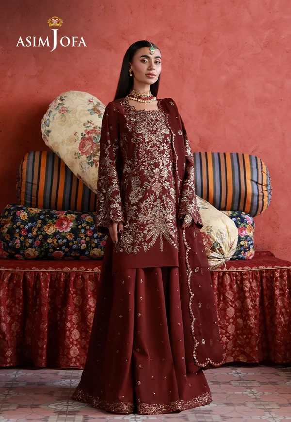 AJULN-11 Embroidered Two Toned Cotton Silk - SKU: AJULN-11-UNS
