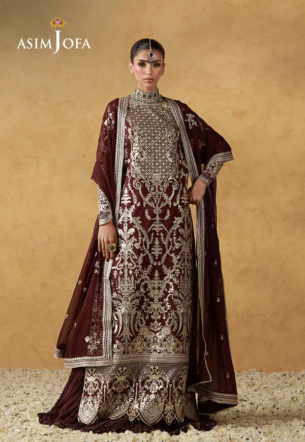 AJULN-17 Embroidered Raw Silk - SKU: AJULN-17-UNS