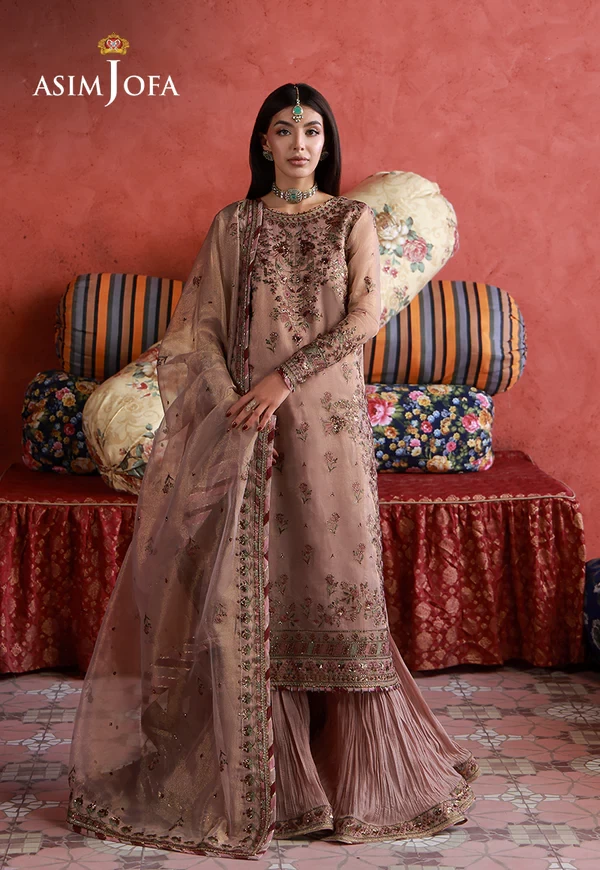 AJULN-12 Embroidered Zari Check Net - SKU: AJULN-12-UNS