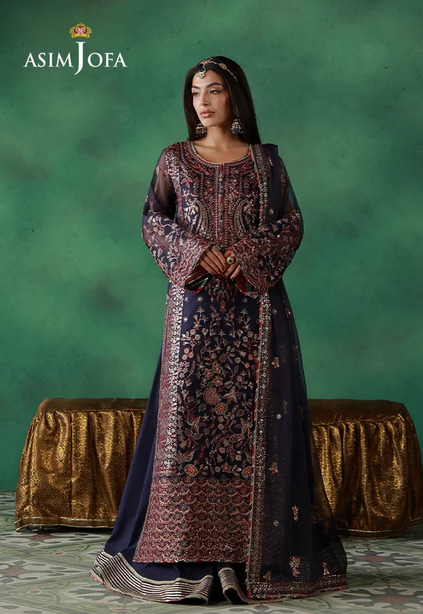 AJULN-13 Embroidered Javeria Net - SKU: AJULN-13-UNS