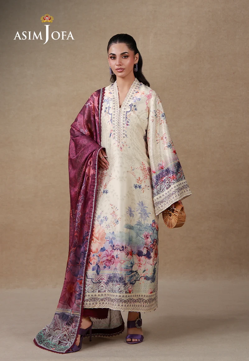 AJULSC-02 Embroidered Charmeuse Silk - AJULSC-02-UNS