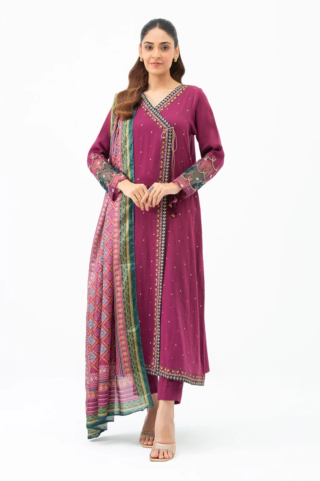 EMBROIDERED COTTON SATIN 3 PIECE SUIT - WUM35237