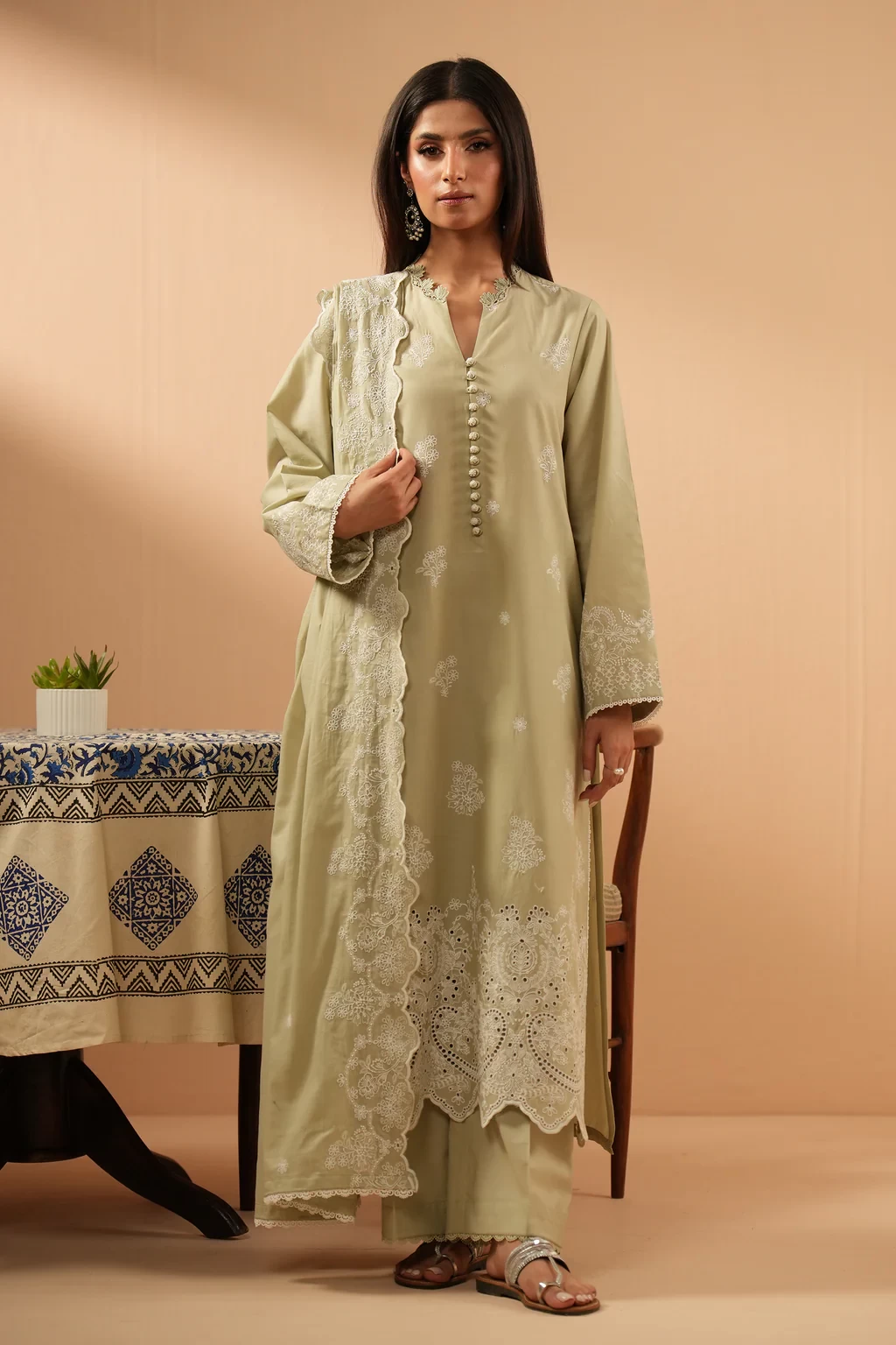 EMBROIDERED CHIKANKARI -  3 PIECE SUIT SKU: WFM36245