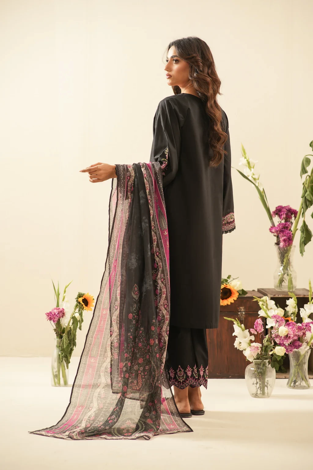 EMBROIDERED CAMBRIC 3 PIECE SUIT - WFM36299