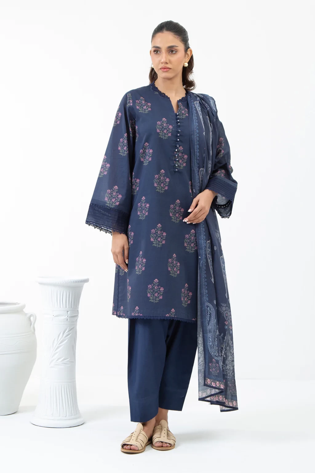PRINTED CAMBRIC 3 PIECE SUIT - WFM35524