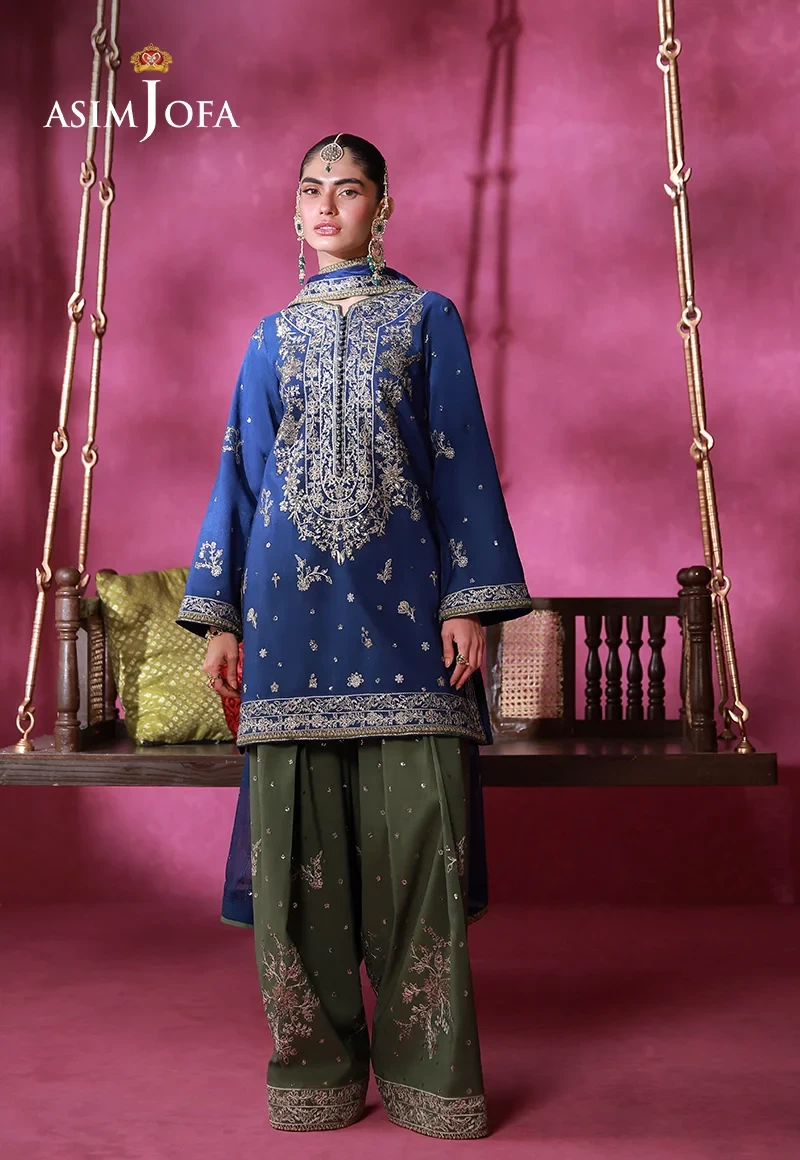 Embroidered Raw Silk 3 Pcs - AJULFI-10-UNS